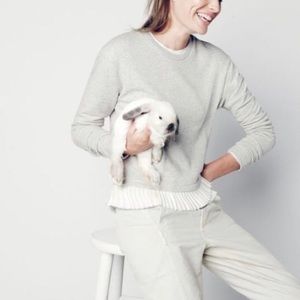 J. Crew Ruffle Hem Gray Sweatshirt Sweater XL